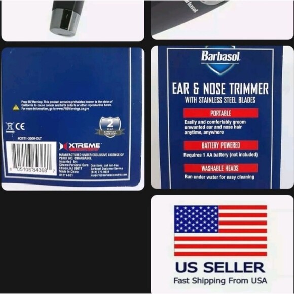 Barbasol Ear & Nose Trimmer w/ Stainless Steel Blades Battery Powered Portable - Picture 4 of 6